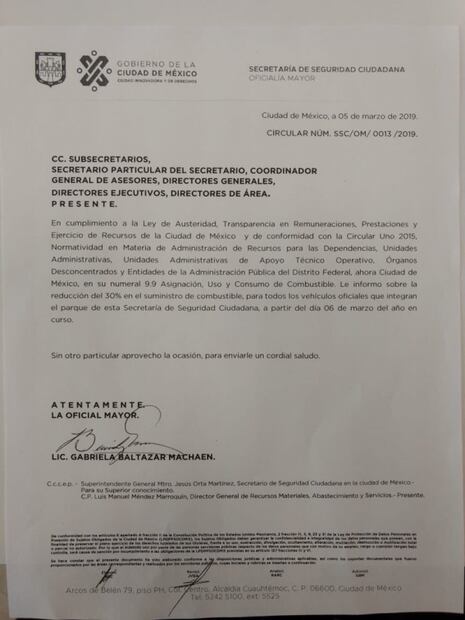 Recortan combustible a vehículos de la SSC para evitar huachicoleo interno