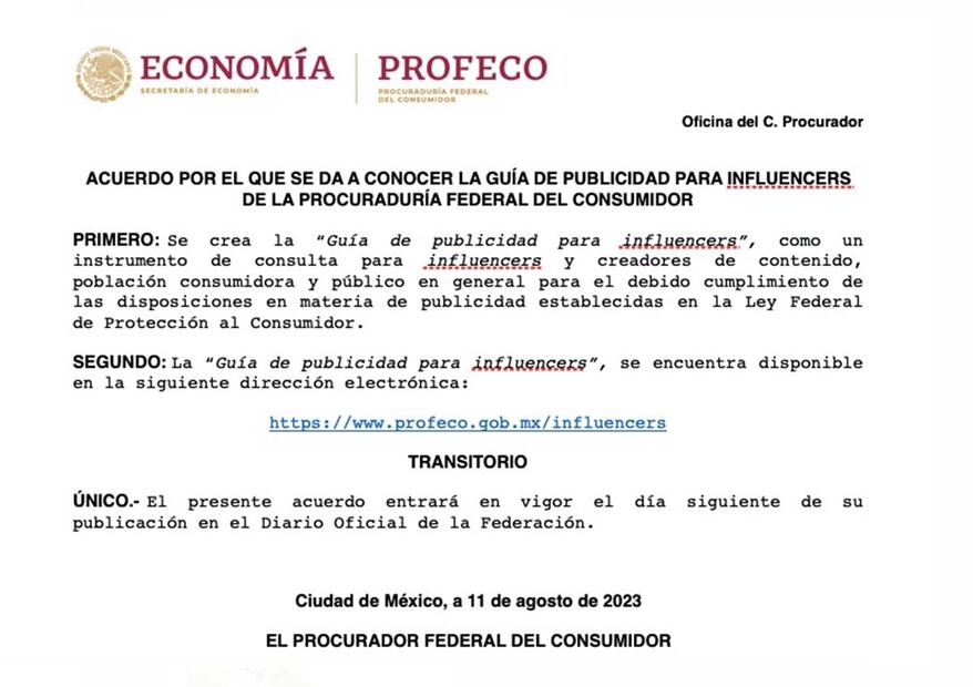 Decreto de Profeco