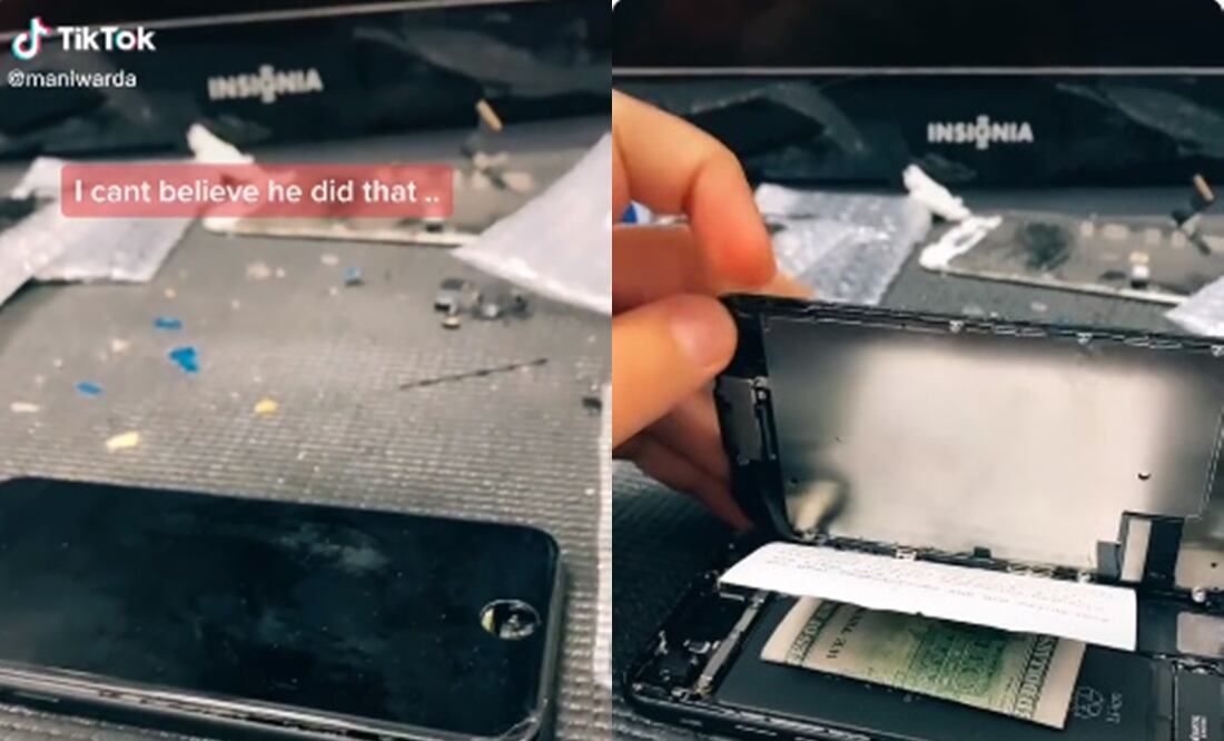 Le ofrecen dinero a un joven técnico para que no repare un celular / Foto: Captura TikTok