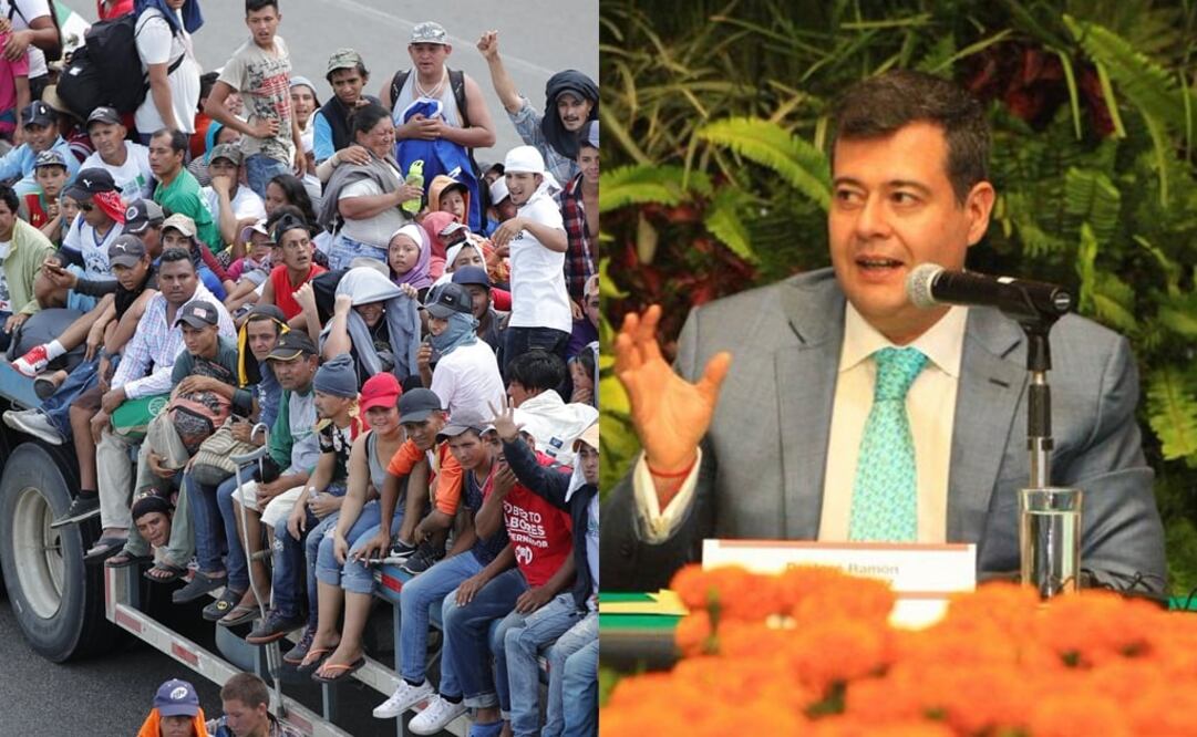 A la izquierda, caravana migrante (Foto: EFE). A la derecha el jefe de Gobierno de la CDMX, José Ramón Amieva (Foto: tomada de redes sociales)