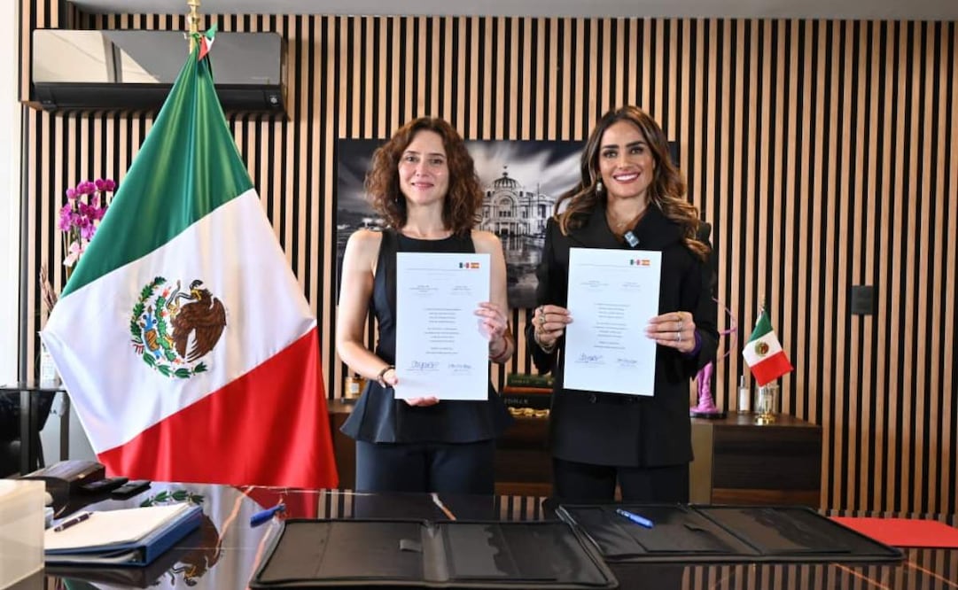 Alessandra Rojo recibe a Isabel Díaz, presidenta de la Comunidad de Madrid; firman Carta de Amistad.
Foto: Especial.
