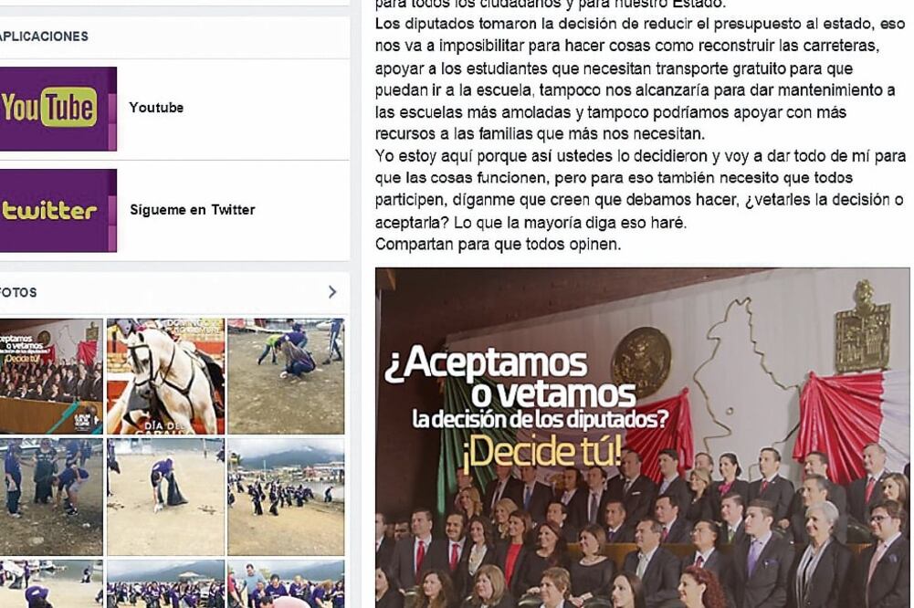 La convocatoria en su página de Facebook ya tiene más de 16 mil 917 “me gusta” para vetar la ley que autoriza el ejercicio fiscal de 2016 (ESPECIAL)