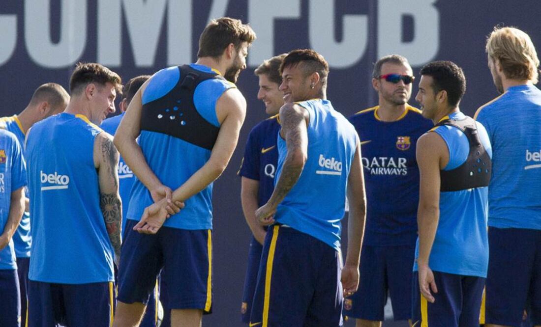 El Barcelona durante un entrenamiento. Xinhua