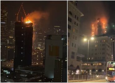 VIDEO: Captan rascacielos en llamas en Hong Kong, hay heridos