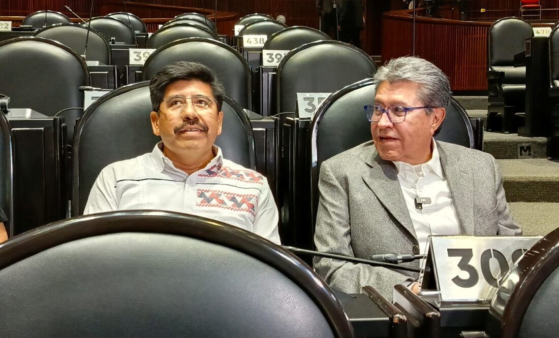 Presidente electo de la Suprema Corte de Justicia de la Nación (SCJN), Hugo Aguilar Ortiz (izquierda) junto a el coordinador de Morena en San Lázaro, Ricardo Monreal (derecha) (13/08/2025). Foto: Enrique Gómez / EL UNIVERSAL
