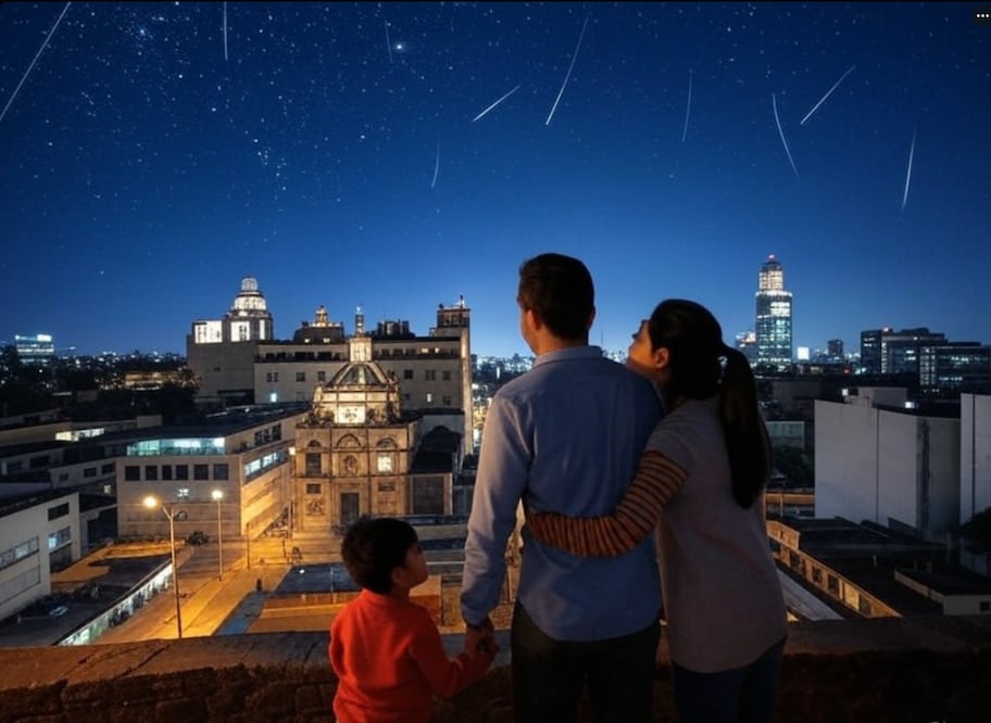 Lluvia de estrellas Líridas en México. Foto: Realizada con IA