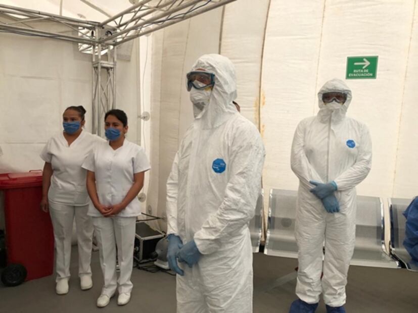 Hidalgo instala el primer hospital inflable para atender contagios de Covid-19