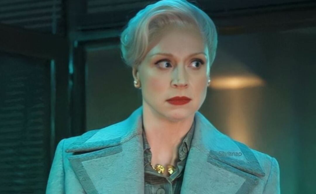 Gwendoline Christie es Larissa Weems en "Merlina". Fuente: Instagram @w3nsday_edits