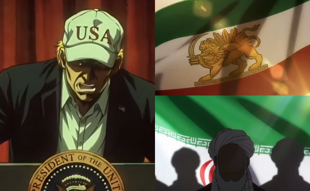 Lanzan anime de ataque de EU e Israel contra Irán; videos se viralizan en redes sociales. Foto: X