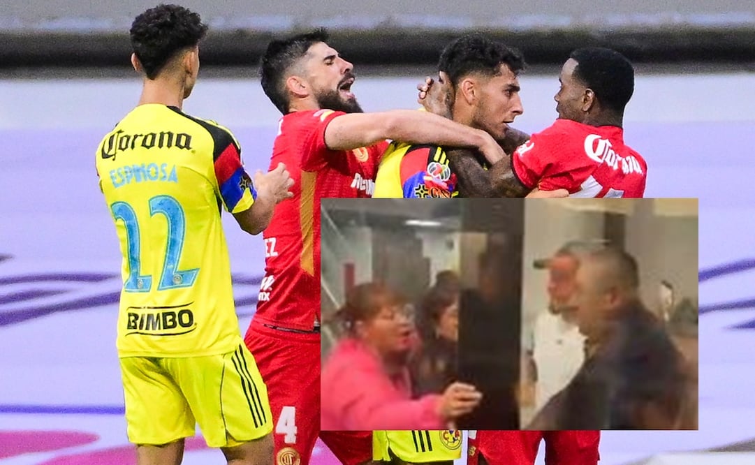 Conato de bronca entre América y Toluca continúa hasta los vestidores del Estadio Banorte, antes Azteca - Fotos: Imago7/ Captura de pantalla de @Leonlec en X