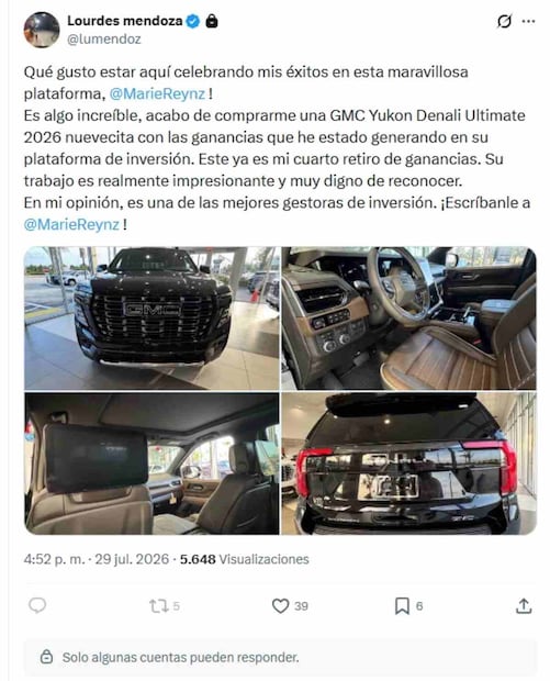 Hackean cuenta de X de periodista Lourdes Mendoza (29/07/2026). Foto: Captura de pantalla