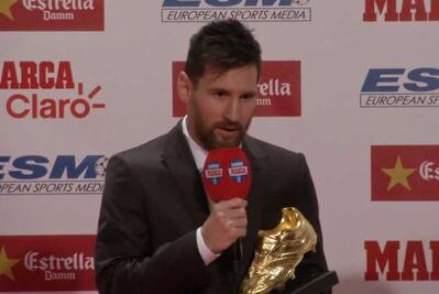 Lionel Messi recibe su cuarta Bota de Oro