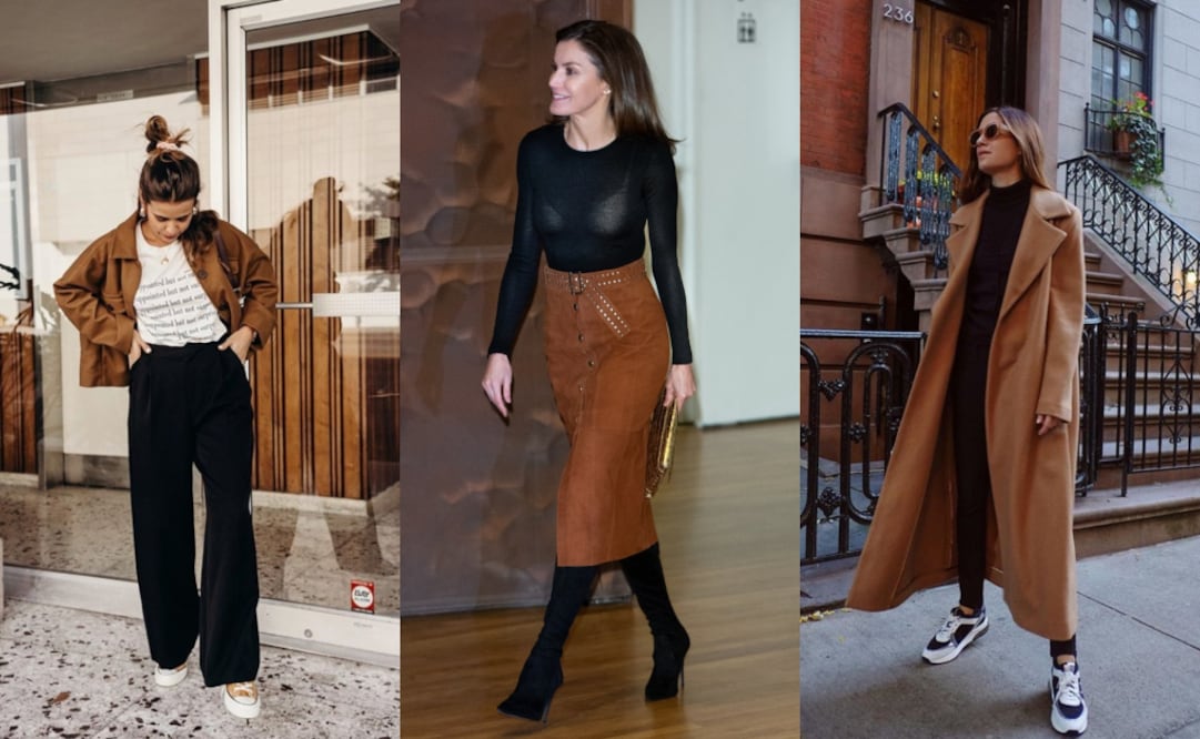 Los tonos camel y negro la última combinación de esta temporada. Fotos: Instagram y Getty Images