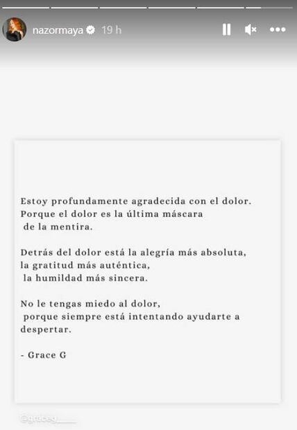 Maya Nazor, ex de Santa Fe Klan, agradece el dolor y se identifica con Shakira