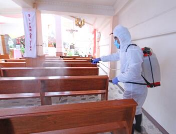 Inicia jornada de desinfección de iglesias en Chimalhuacán