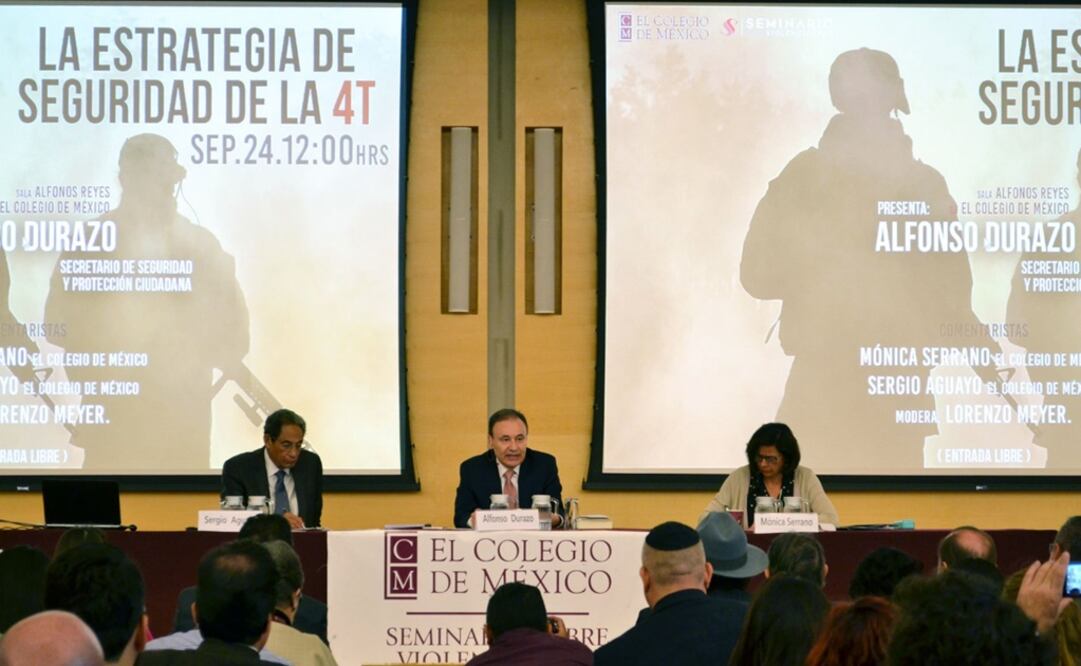 Alfonso Durazo en el seminario “Violencia y Paz” del Colegio de México (Foto: Twitter @elcolmex)