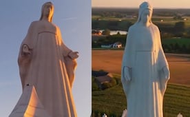 ¡Polonia levanta una Virgen gigante y rompe récord en Europa! Mide 55 metros y ya domina el cielo