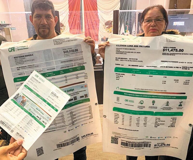 Los inconformes, de Los Bichicoris y la Comitiva Apson, manifiestan que los recibos de la CFE les han llegado con aumentos de hasta 1000%. Foto: ESPECIAL