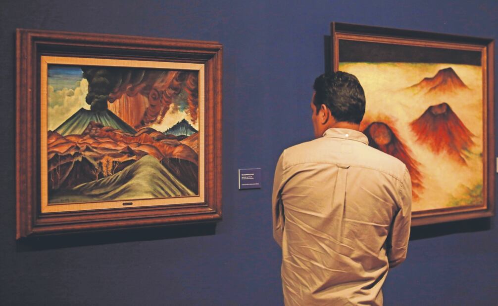 Paricutín, obra del Dr. Atl, es parte del núcleo “Territorio mítico y telúrico”, que parte de la idea de que en México confluyen cinco placas tectónicas.  Foto: Miguel García/ EL UNIVERSAL