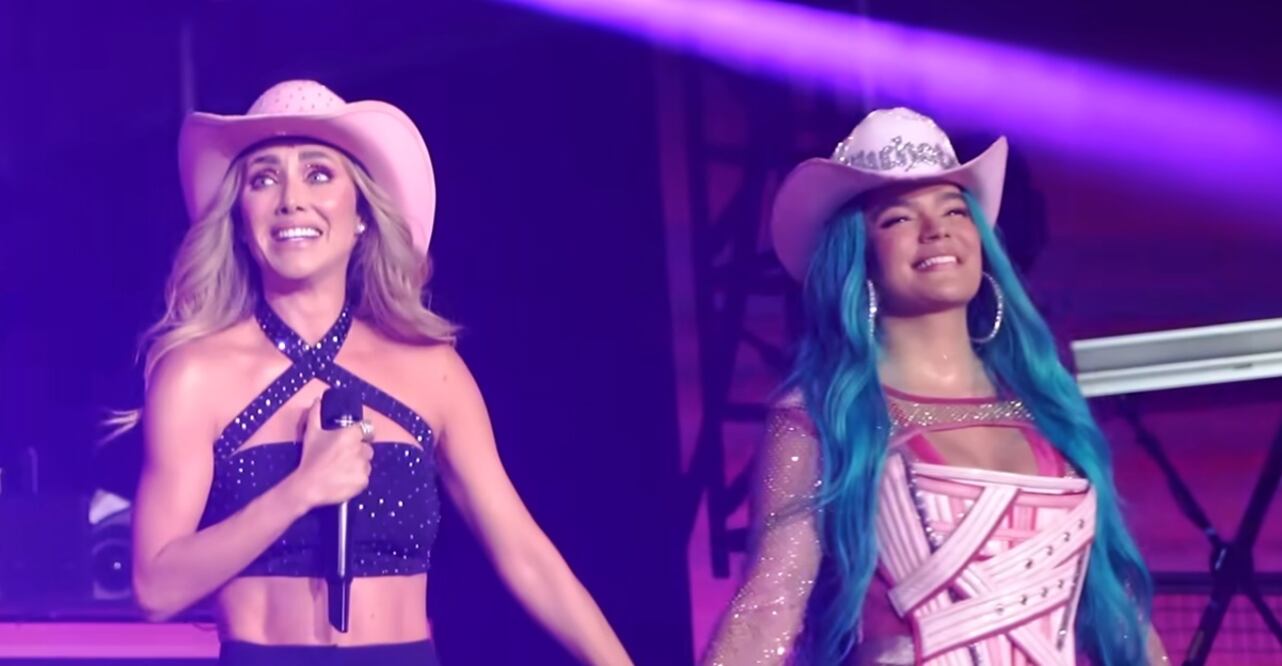 Anahí y Karol G se conocieron hace casi año y medio cuando compartieron escenario en uno de los conciertos de "la Bichota".
Foto: YouTube