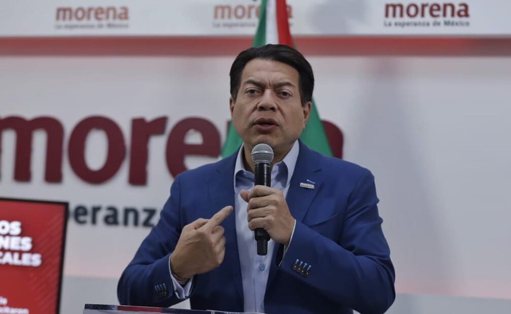 Líder nacional de Morena Mario Delgado en conferencia de prensa. Foto: Fernanda Rojas/ EL UNIVERSAL