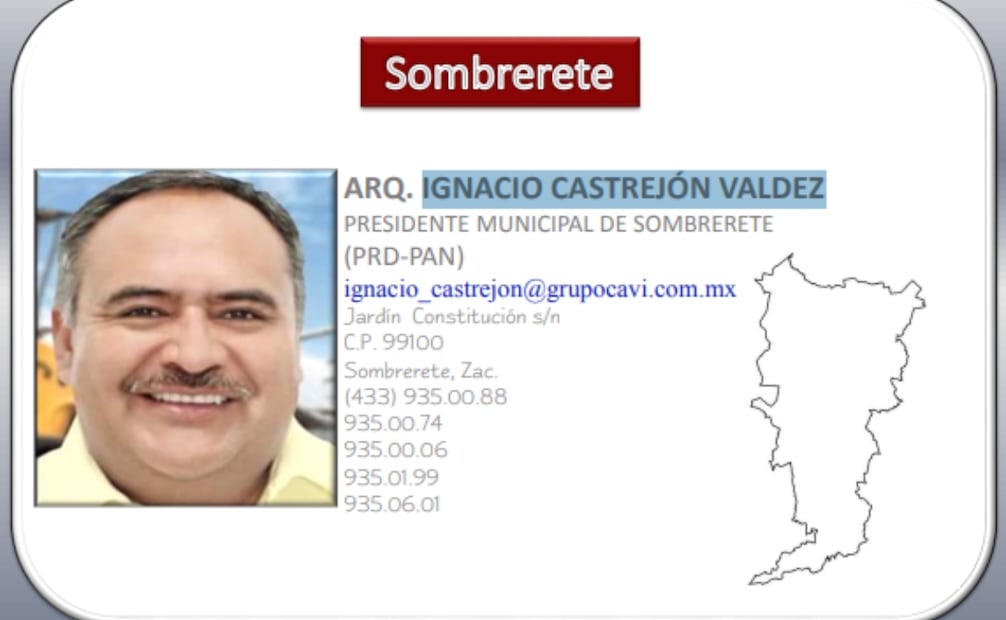 Castrejón fue presidente municipal de Sombrerete, Zacatecas, de 2016 a 2018, por parte de la coalición "Alianzas Rescatemos Zacatecas" entre el PRD y el PAN. | Foto: Captura de pantalla.