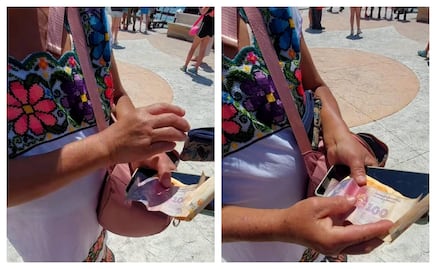 Estafan a artesana yucateca; turista paga blusas bordadas con pesos argentinos