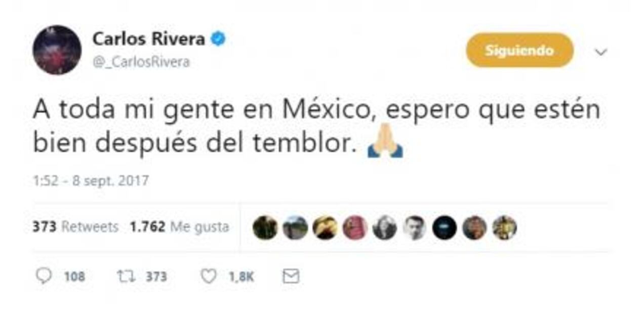 Famosos envían oraciones tras sismo en México