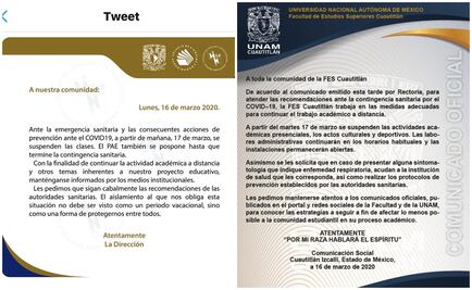 Así suspenderán clases en campus mexiquenses de la UNAM