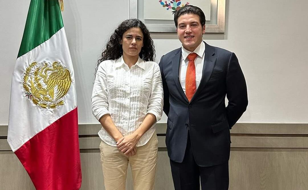 Secretaria de Gobernación Maria Luisa Alcalde y gobernador de Nuevo León Samuel García. Foto: Twitter @samuel_garcias