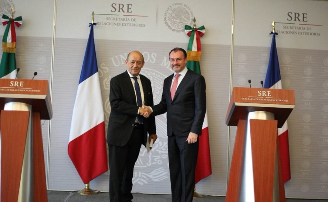 Jean-Yves Le Dria, ministro de Europa y Asuntos Exteriores de Francia y el canciller Luis Videgaray. Foto: Especial