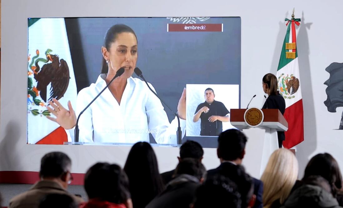 La presidenta Claudia Sheinbaum durante su mañanera del 30 de julio de 2025. Foto: Gabriel Pano/EL UNIVERSAL
