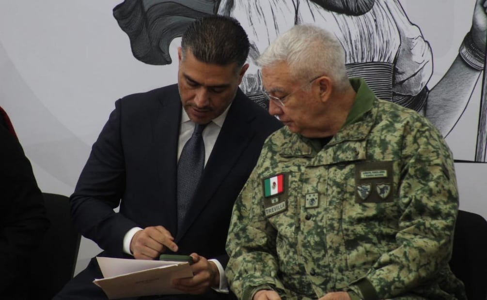 Secretario de la Defensa Nacional, Ricardo Trevilla Trejo, junto a Omar García Harfuch (22/01/2026). Foto: Omar Contreras / EL UNIVERSAL