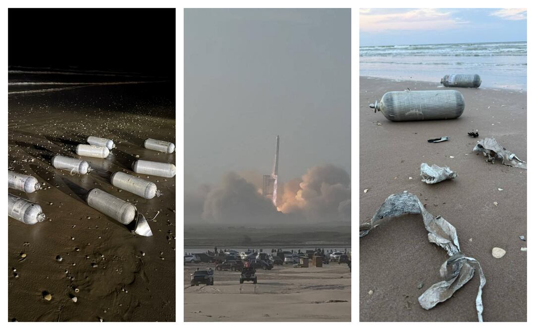 Lanzamiento de SpaceX; basura del cohete Starship invade playas de Tamaulipas. Foto: Especial