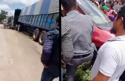 Tráiler se queda sin frenos choca y deja 1 muerto, 5 heridos y varios negocios destruidos en Teopisca, Chiapas VIDEOS