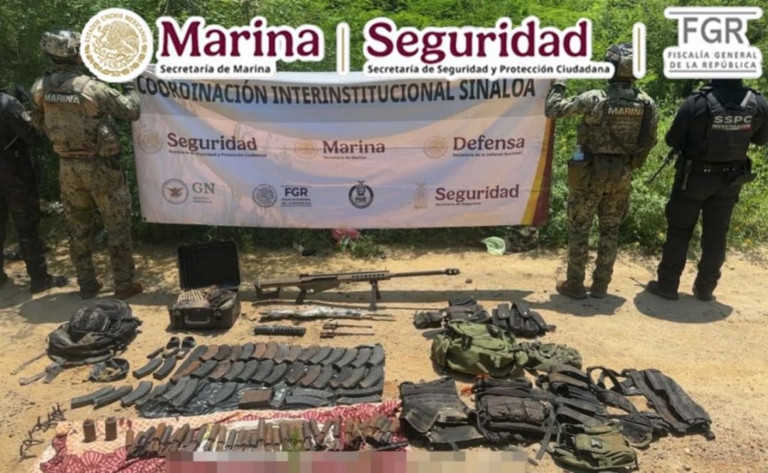 Aseguran armamento, 49 explosivos y droga en Sinaloa (28/08/2026). Foto: Especial