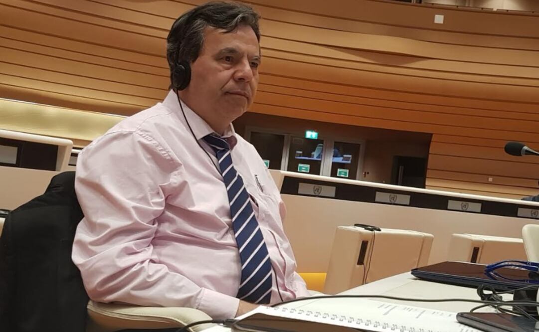 El periodista mexicano Olivier Acuña Barba durante su participación en la 67 sesión del Comité Contra la Tortura (CAT) de Naciones Unidas en Ginebra - Foto: Cortesía de Oliver Acuña Barba