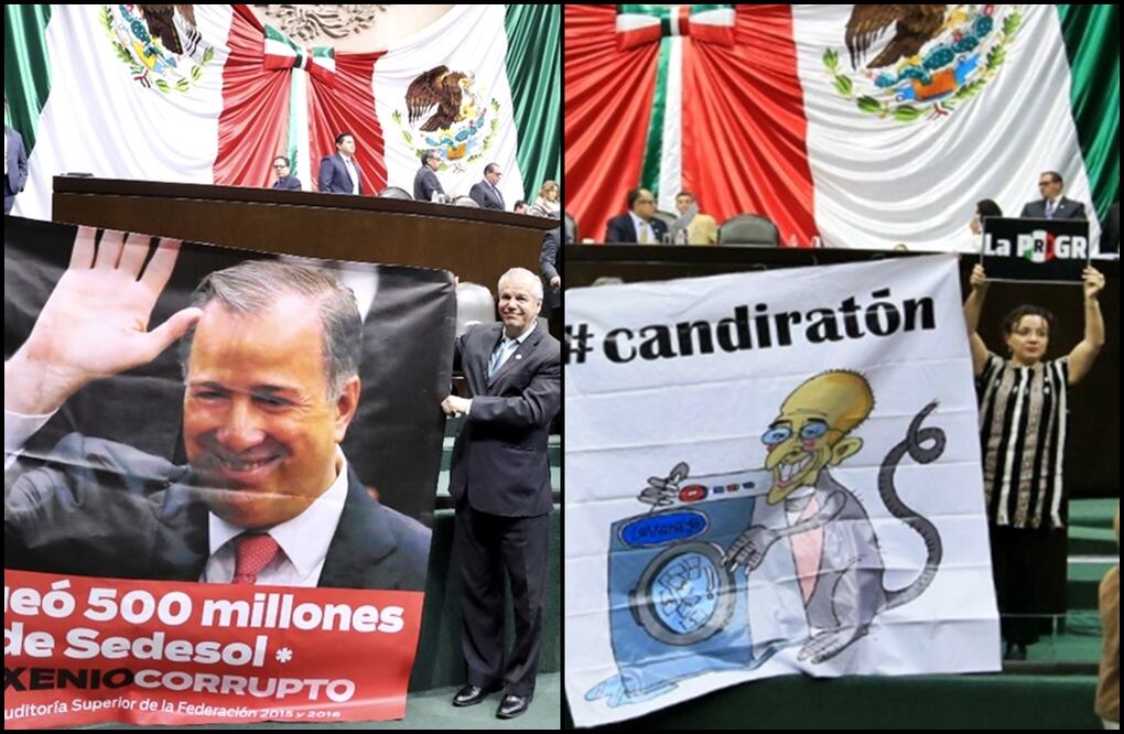 La Cámara de Diputados se ha convertido en un verdadero campo de batalla entra las distintas facciones de San Lázaro, tras las acusaciones de lavado de dinero de Ricardo Anaya y el presunto saqueo de Meade a Sedesol. Foto Especial