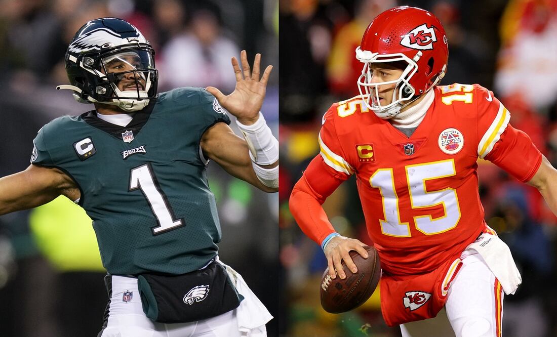 Jalen Hurts y Patrick Mahomes durante las finales de Conferencia / Foto: Especiales
