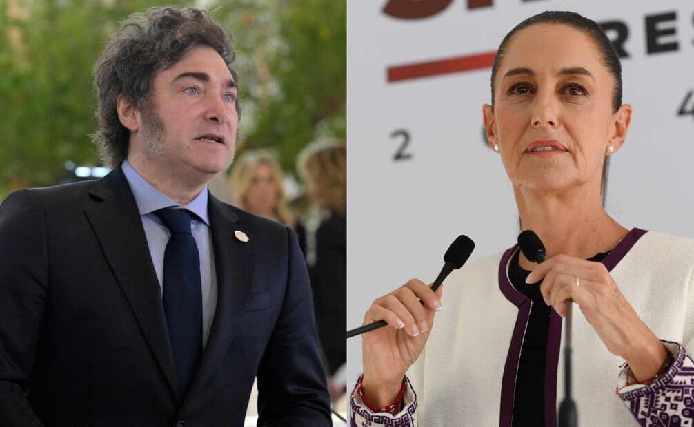 Javier Milei presidente de Argentina y Claudia Sheinbaum virtual presidenta electa de México. Foto: Archivo/AFP y Cuartoscuro