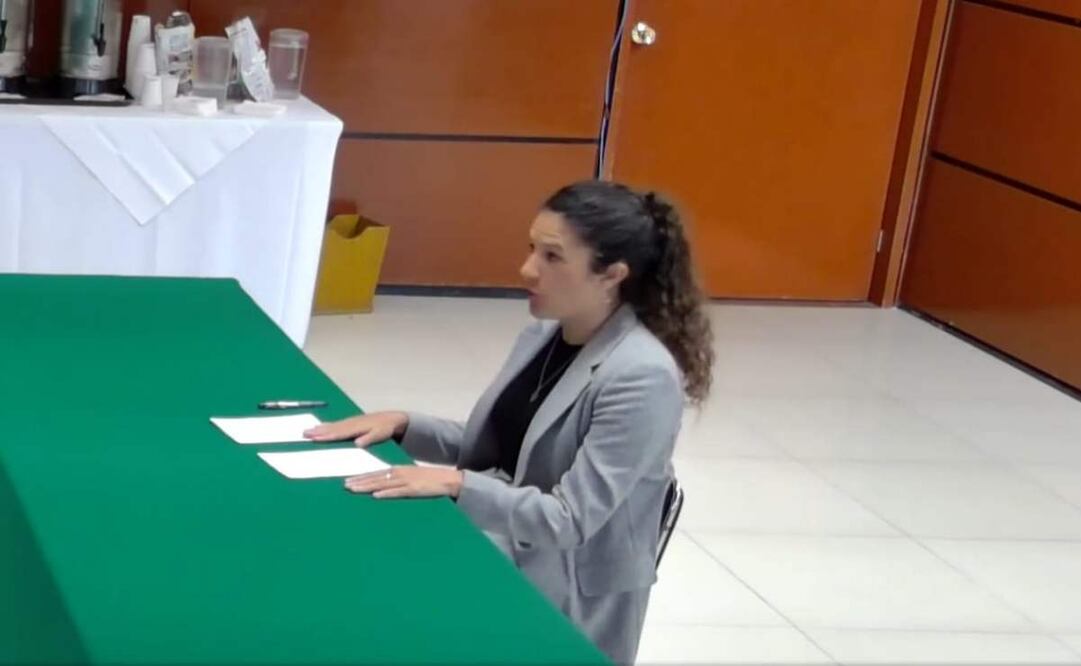 Bertha Alcalde durante su entrevista ante el Comité Técnico para elección de candidatos a consejero electoral del INE. Foto: Captura