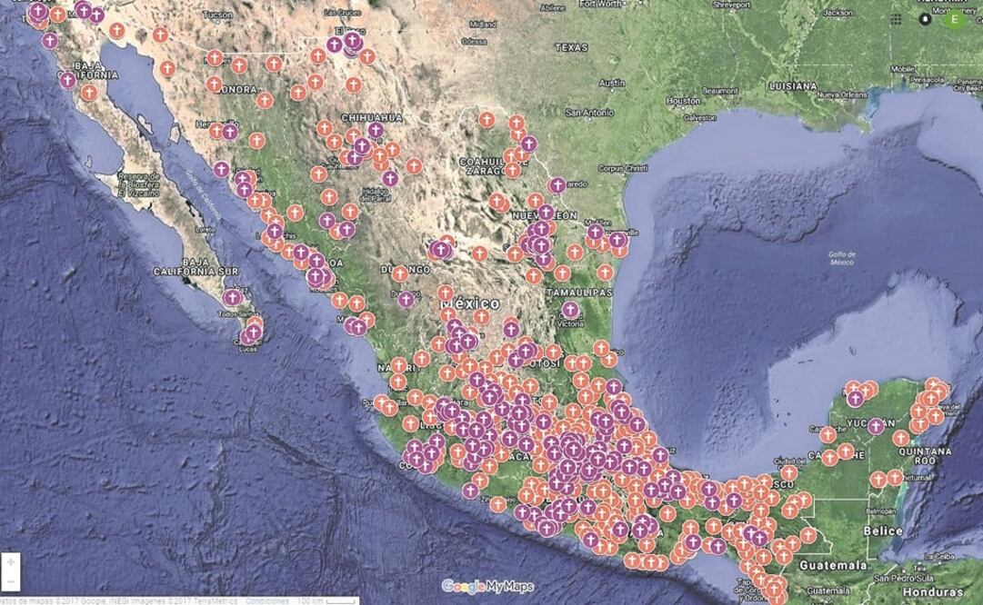 María decidió usar Google para crear su mapa donde han ocurrido los feminicidios; registró mil 985 casos en 2016; en 2017 van 369. (TOMADA DE INTERNET)