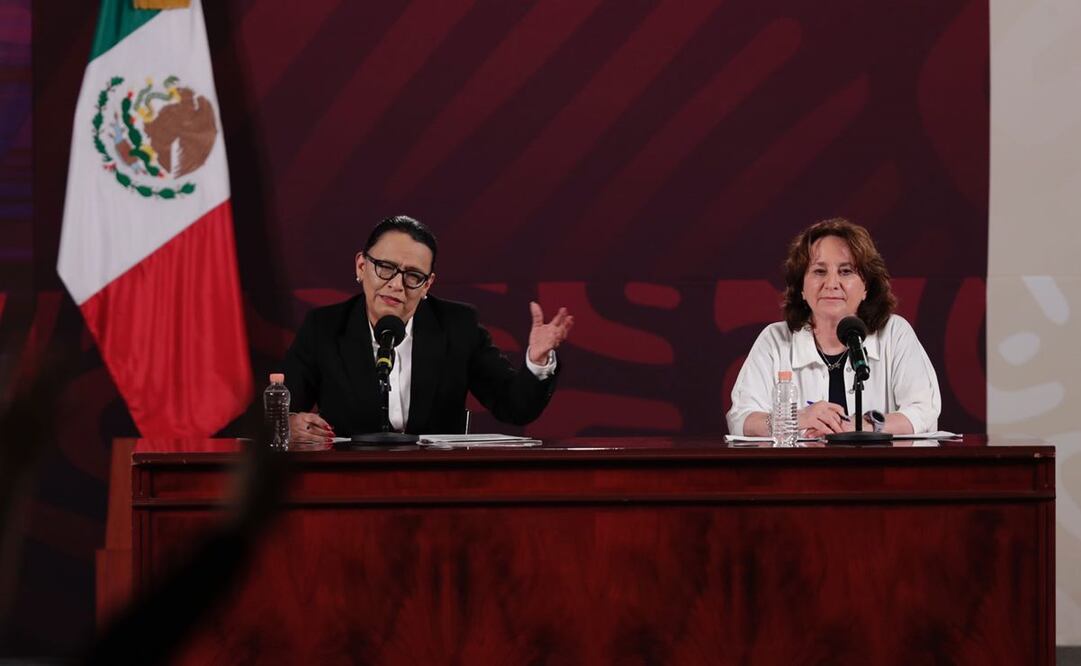 Conferencia de prensa de Rosa Icela Rodríguez Velázquez, secretaria de Seguridad y Protección Ciudadana, y Sara Irene Herrerías Guerra, titular de la Fiscalía Especializada en materia de Derechos Humanos (FGR) en Palacio Nacional / Foto: Diego Simón Sánchez EL UNIVERSAL