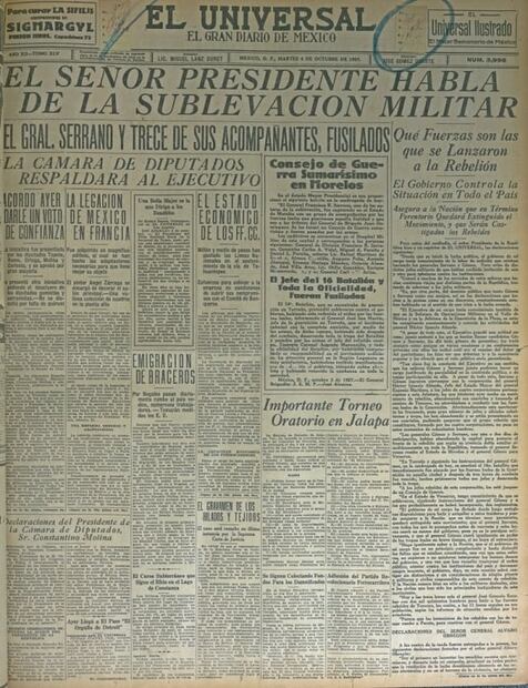 Serrano, el candidato presidencial fusilado en plena Revolución