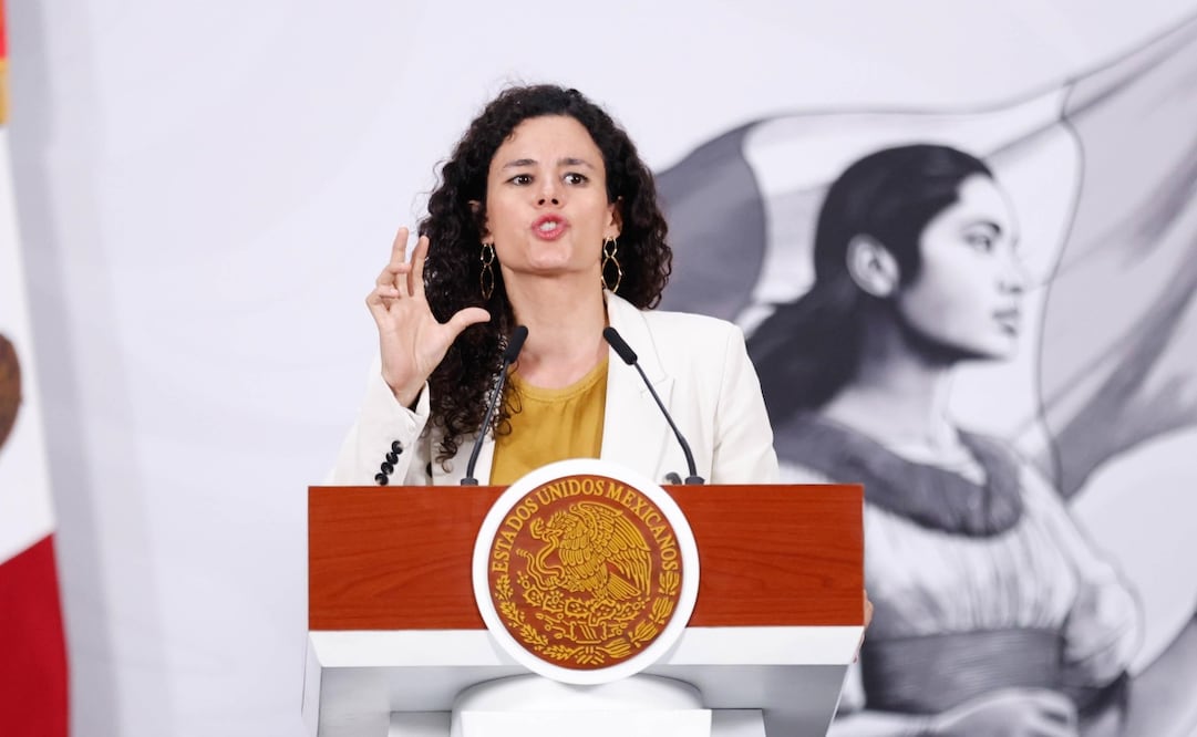 Luisa María Alcalde, consejera jurídica, en la conferencia matutina de la presidenta Claudia Sheinbaum el 04 de mayo de 2026. Foto: Diego Simón / EL UNIVERSAL