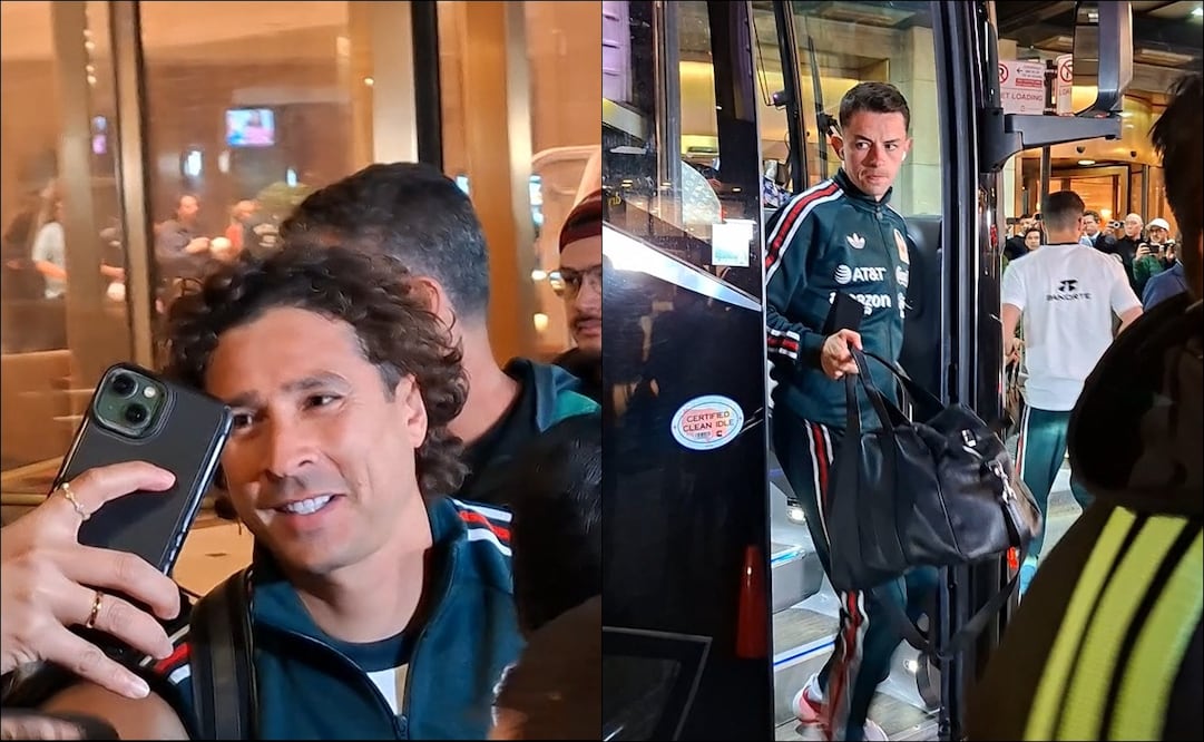 Guillermo Ochoa y Álvaro Fidalgo robaron reflector en la llegada de la Selección Mexicana a Chicago para su duelo ante Bélgica. FOTO: Capturas