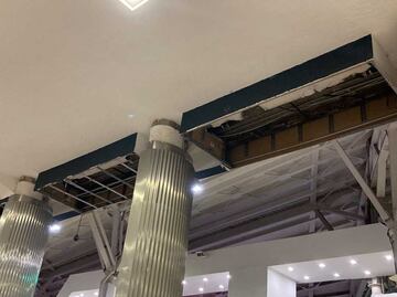 Fuertes lluvias en CDMX provocan caída de plafones en el AICM; no se reportan lesionados