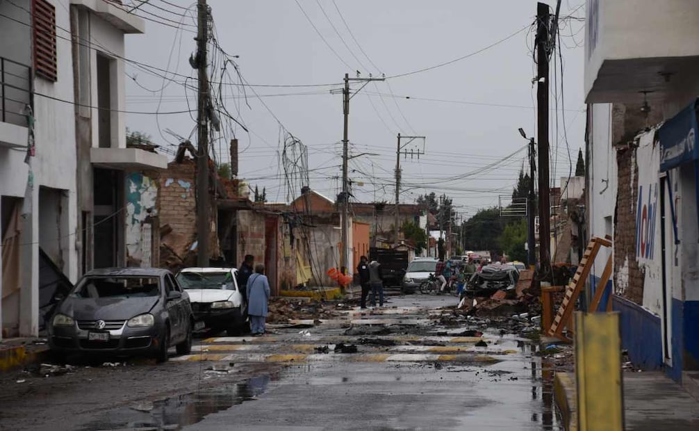 Zona afectada por la explosión de un auto en inmediaciones de una estación de policía en Ojocaliente, Zacatecas. 31 de agosto 2026. Foto: EFE/ Madla Hartz