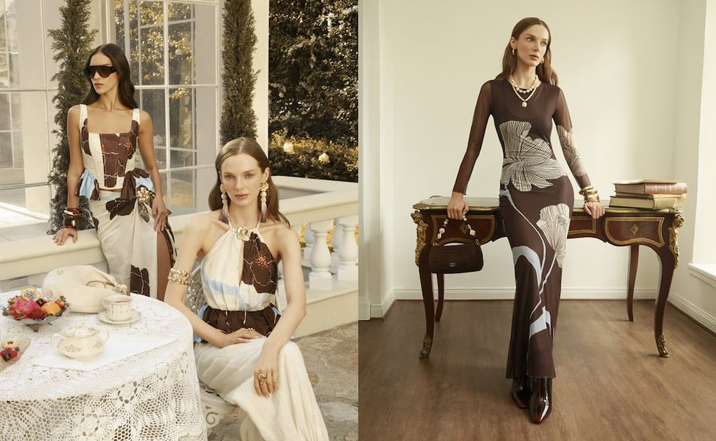 Entre sus detalles, Studio F presenta siluetas fluidas y florales en esta nueva colección. Foto: Cortesía Studio F