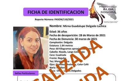 Localizan a salvo a Mirna Guadalupe, reportada como desaparecida en Sonora